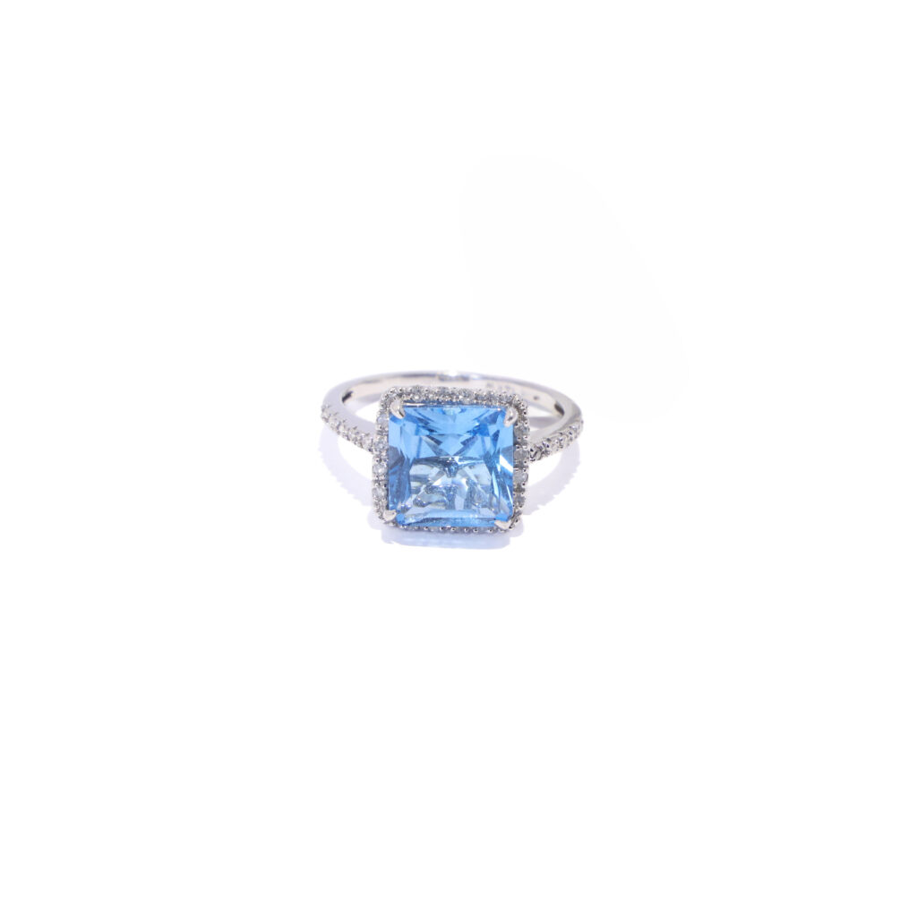 Anillo Aquamarina Square
